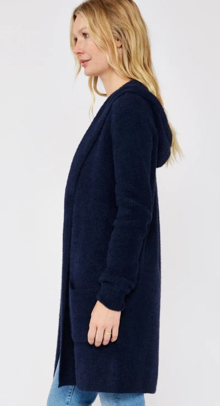 Navy Hooded Coatigan