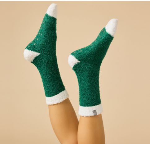 Marshmallow Crew Sock-Green