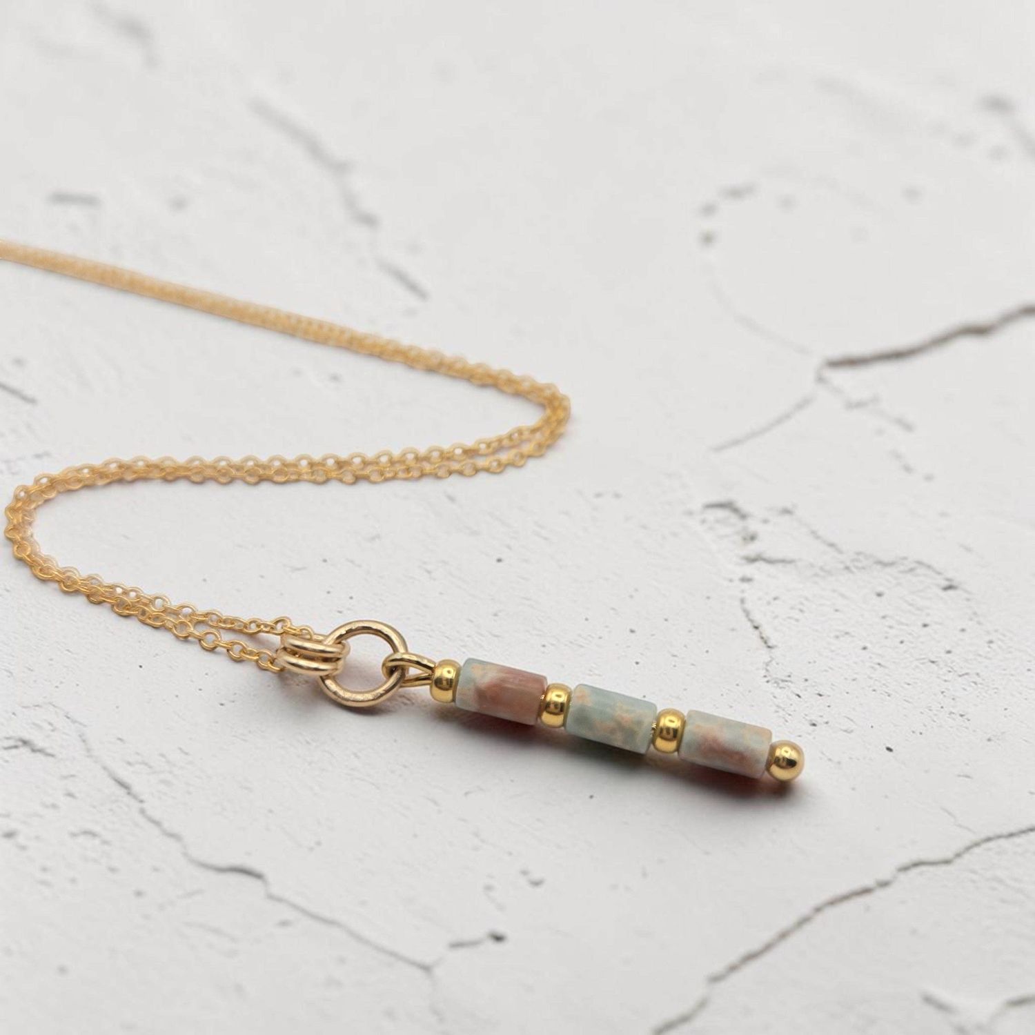 Aqua Terra Jasper Necklace Aqua Terra Jasper Necklace, Jewelry material: Gold Fill