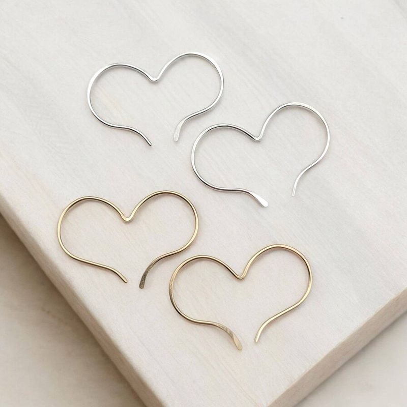 Heart Shaped Threader Earrings