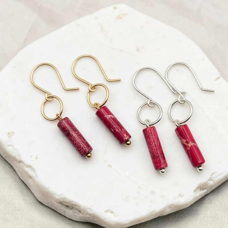 Red Gemstone Dangle Earrings