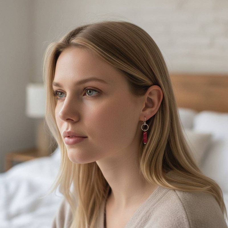 Red Gemstone Dangle Earrings
