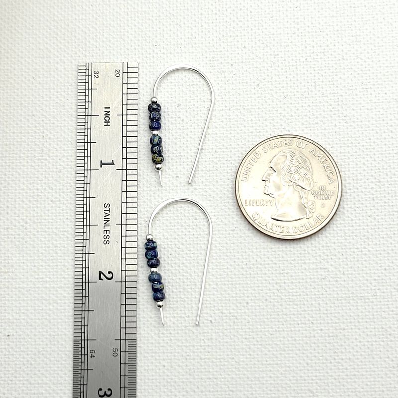 Blue Beaded Threader Earrings