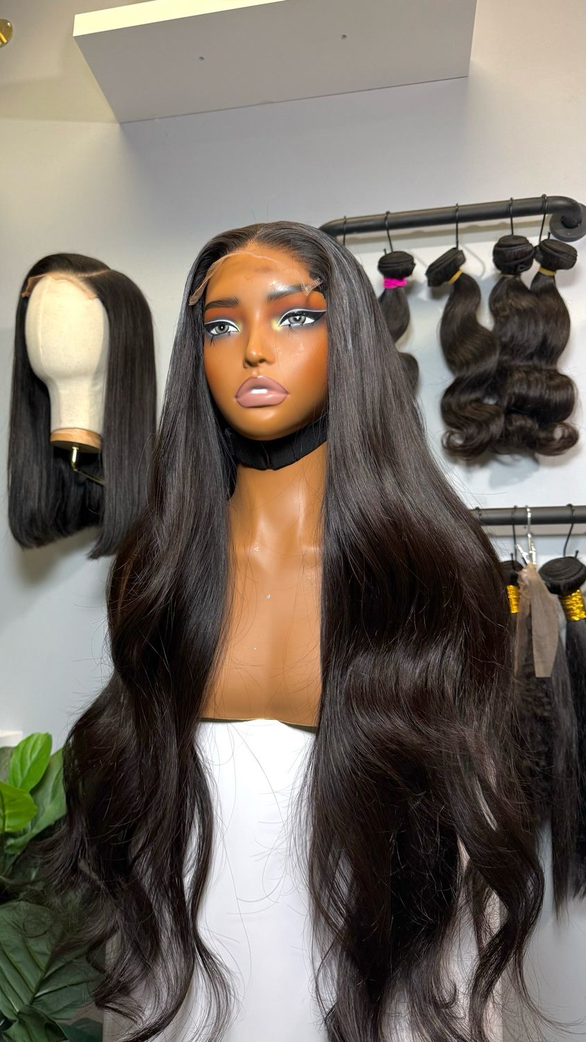 Unité RIRIE 100% cheveux humaine, Raw 300% densité, perruque de 36" pouce, wig facile à coiffé 