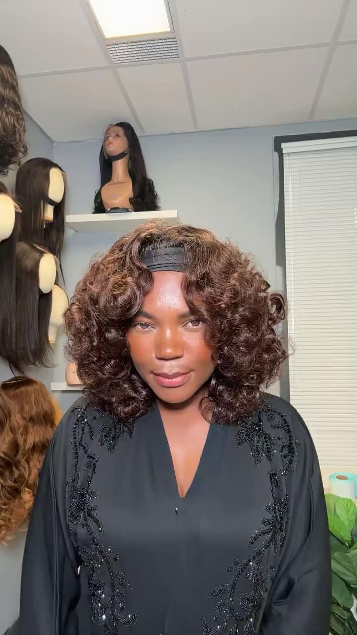 Bandeau wig 16" pouce cheveux indien 300% perruque de haute qualité 