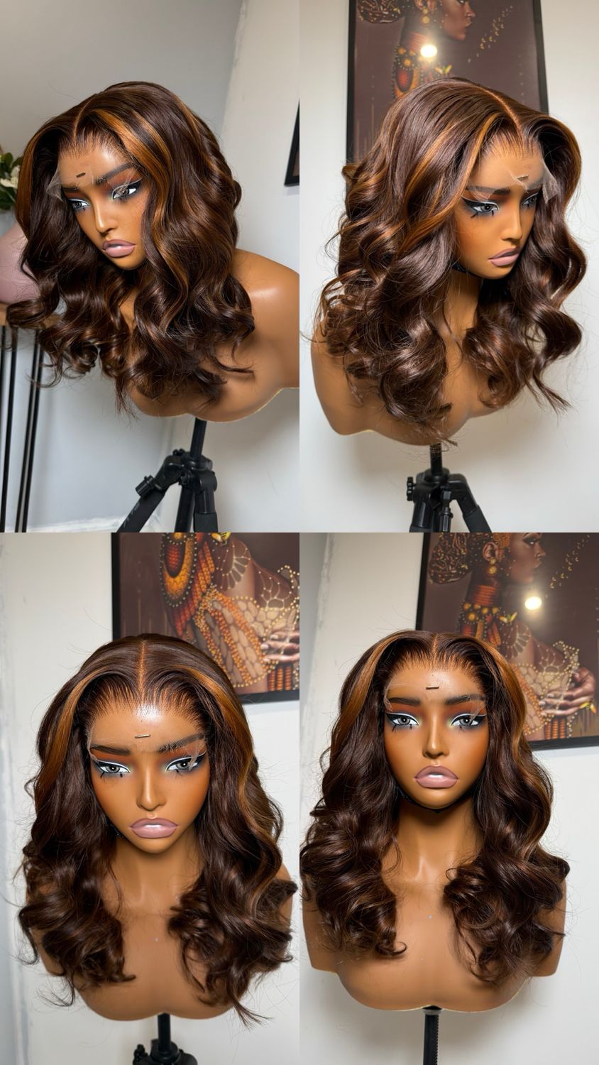 CHEZFELY 18" pouce 5*5 HD lace 350% densité 100% raw hair