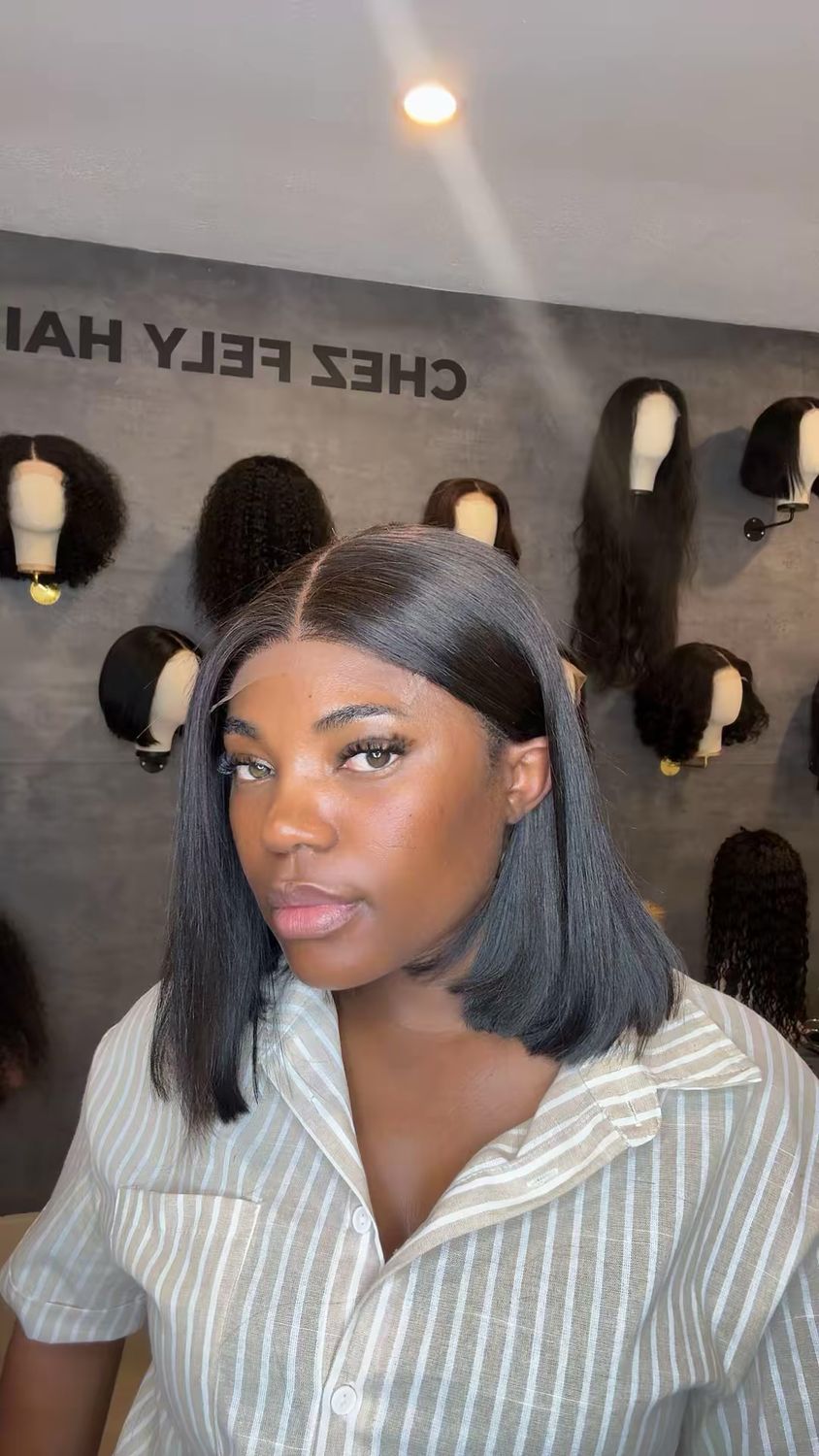 Angle Ref 5*5 glueless wig 12 Angle Ref 5*5 glueless wig 12" pouce 300% densité , cheveux Vietnamien