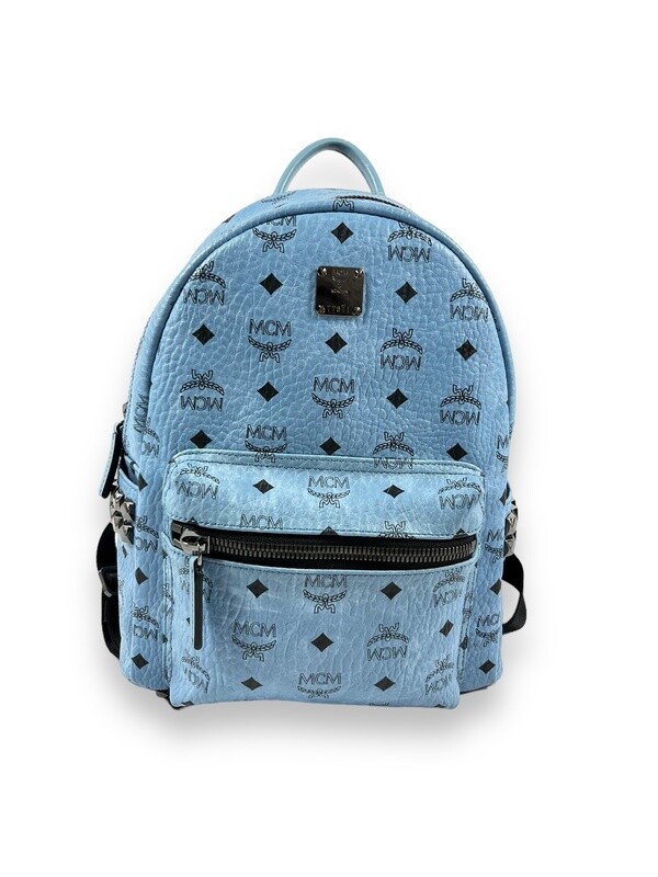 MCM Light Blue Visetos Stark Side Studs Backpack