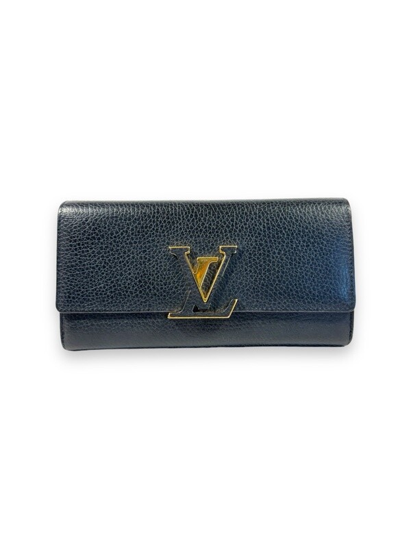 Louis Vuitton Black Capucines Long Wallet