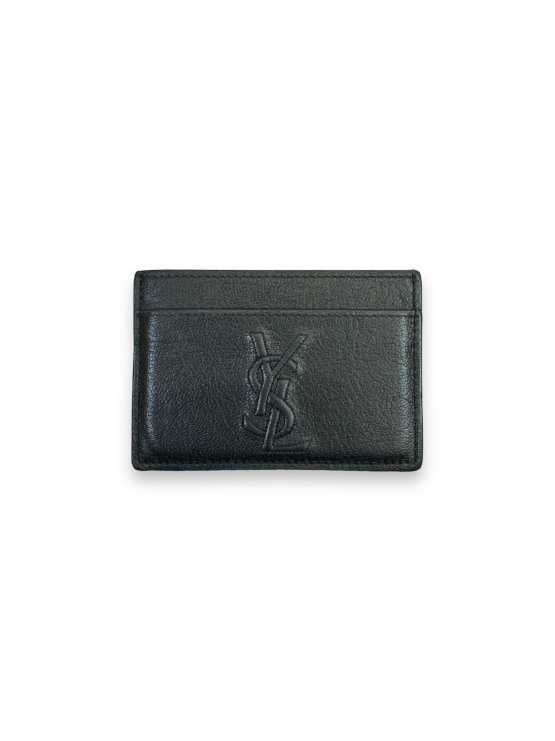 Yves Saint Laurent Black Grained Calfskin Monogram Card Case