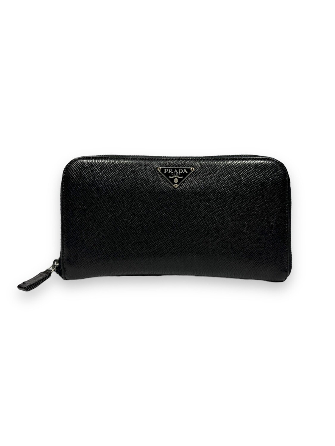 Prada Classic Black Saffiano Canvas Leather Wallet