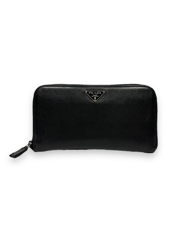 Prada Classic Black Saffiano Canvas Leather Wallet