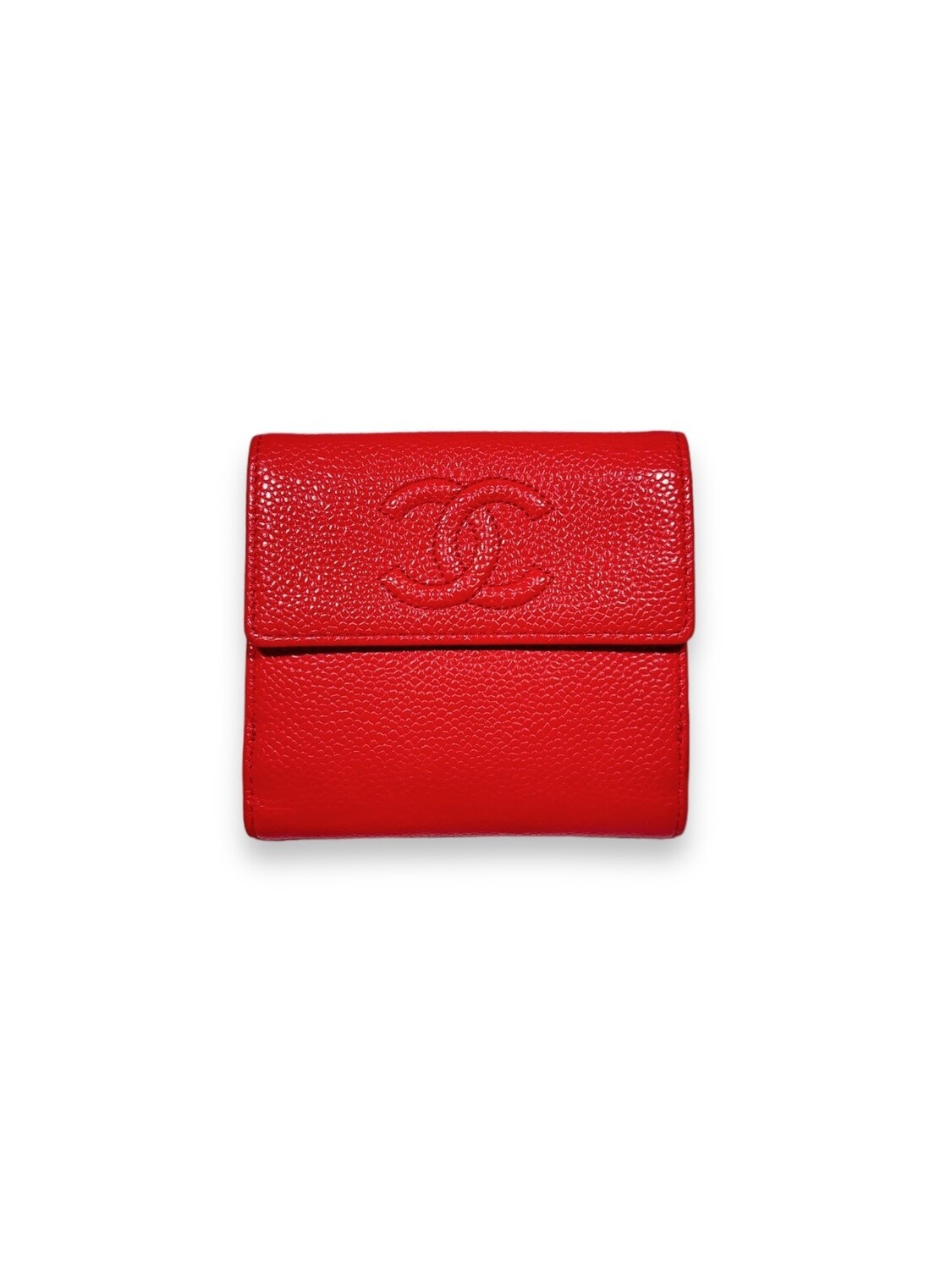 Chanel Red Caviar CC Logo Bifold Wallet