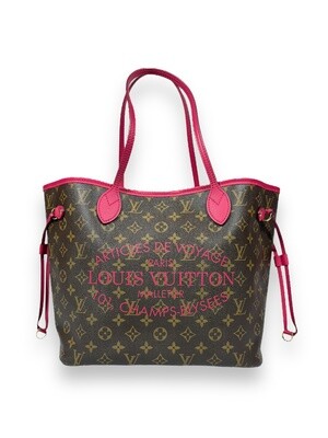Louis Vuitton Monogram Articles de Voyage Ikat Neverfull MM Rose Velours