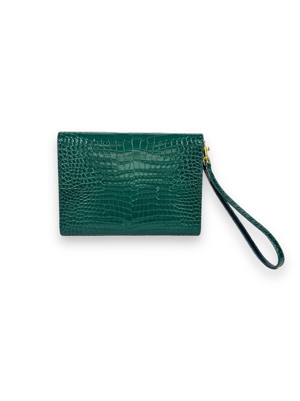 Yves Saint Laurent Cassandre Flap Pouch in Crocodile Embossed Leather