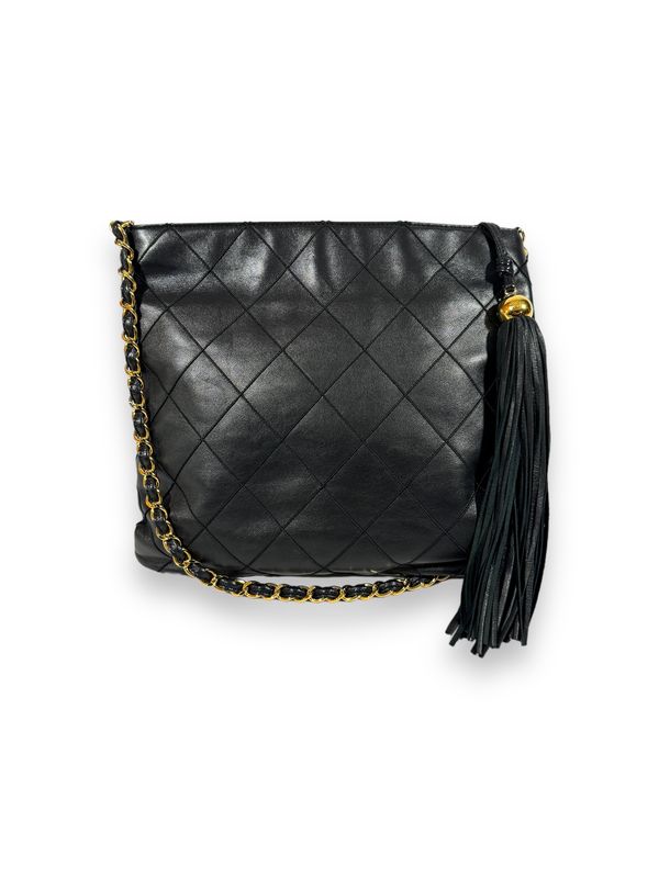 Chanel Vintage Quilted Lambskin Tassel Black