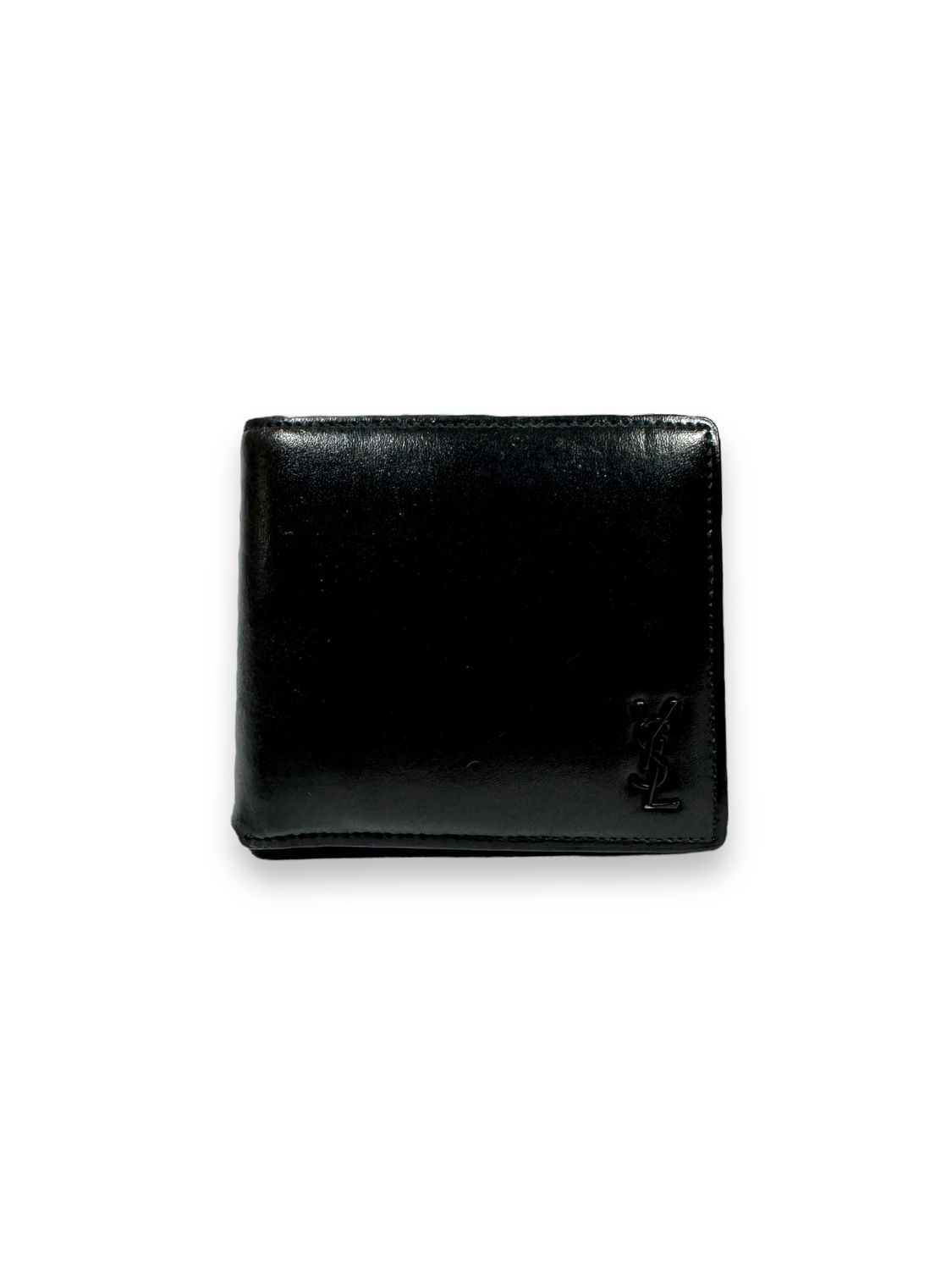 Yves Saint Laurent Black Leather Compact Bifold Wallet