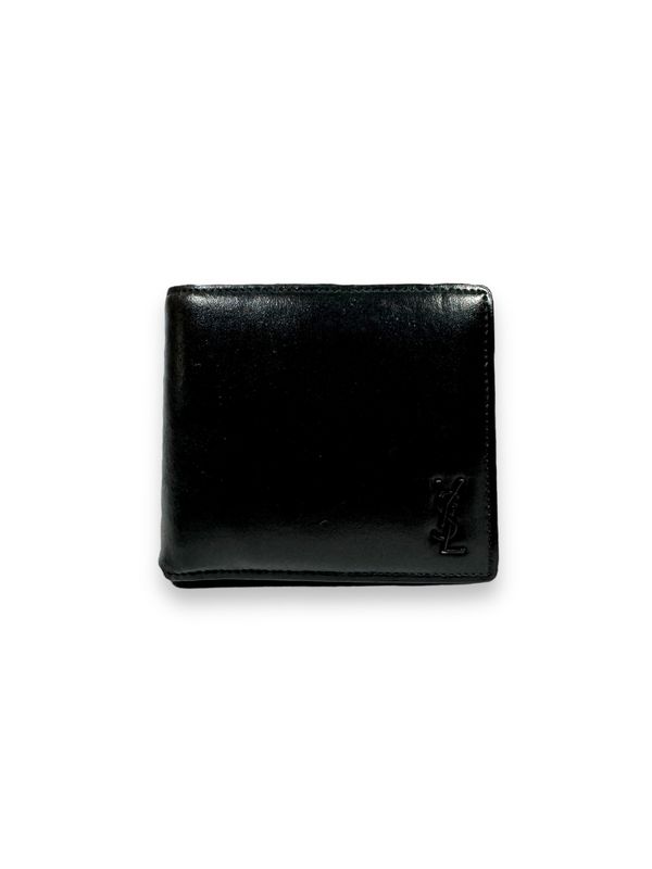 Yves Saint Laurent Black Leather Compact Bifold Wallet