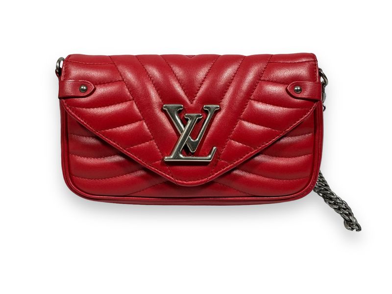 Louis Vuitton Calfskin New Wave Chain Pochette Scarlet