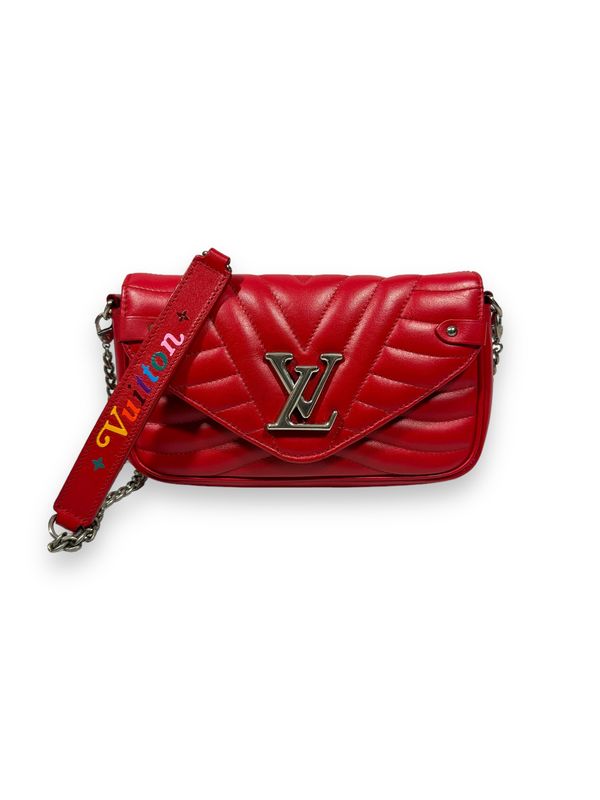 Louis Vuitton Calfskin New Wave Chain Pochette Scarlet