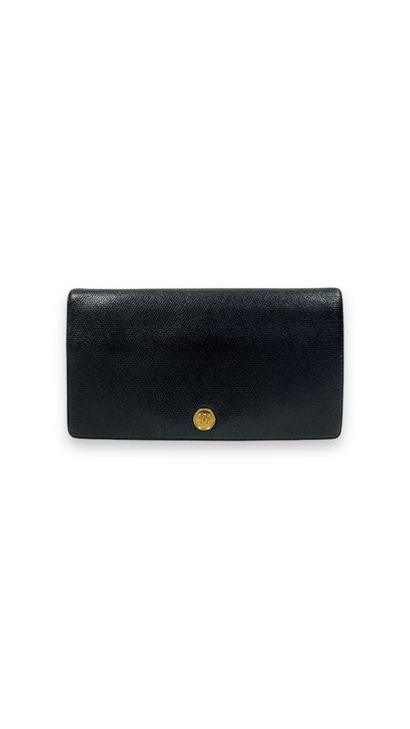 Chanel Vintage Black Caviar Coco Button Bi-Fold Wallet