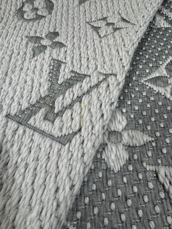 Louis Vuitton Logomania Wool Silk Scarf Pearl Grey