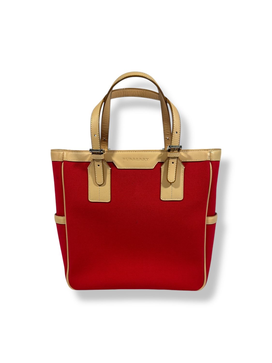 Burberry Red Canvas Tote Bag