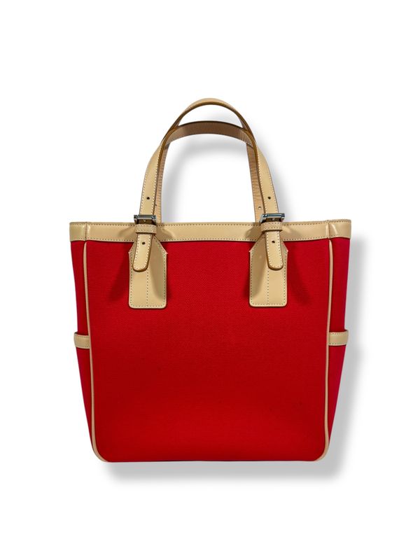 Burberry Red Canvas Tote Bag