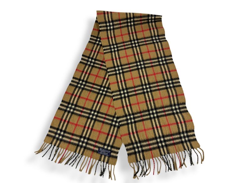 Burberry Beige Narrow Check Cashmere Scarf