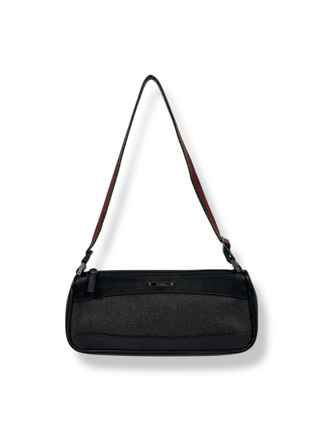 Gucci Vintage Black Denim Web Pochette