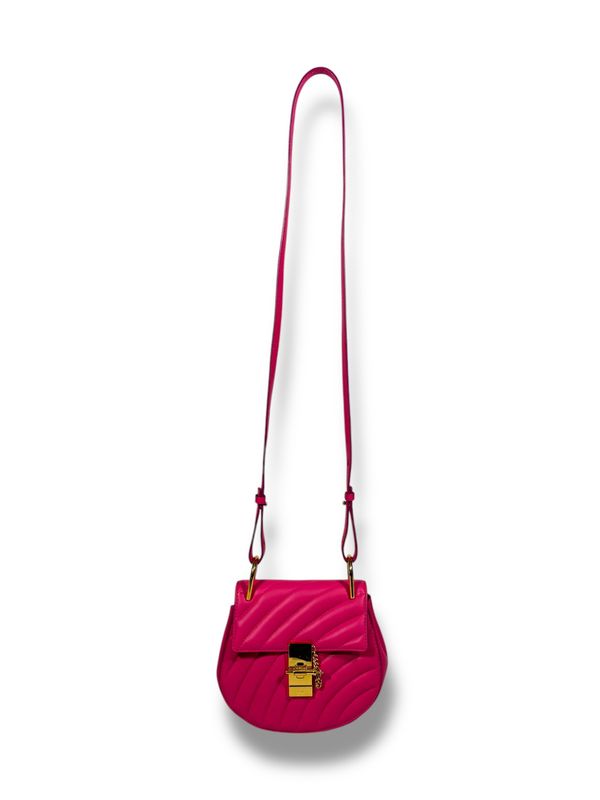 Chloe Calfskin Quilted Nano Drew Bijou Fuchsia Rose