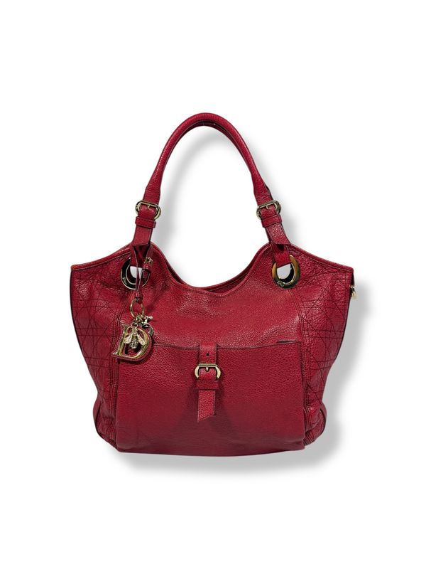 Christian Dior Cannage Bee Tote Red