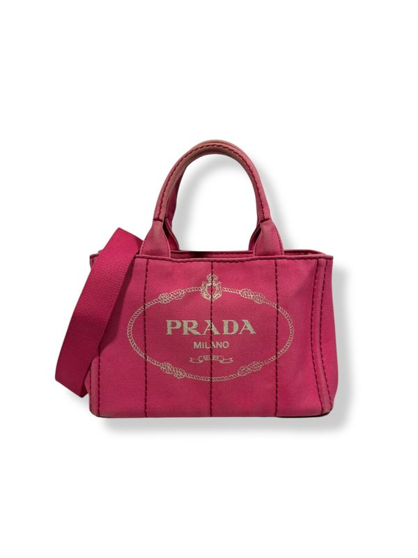 Prada Canapa Logo Tote Pink Canvas