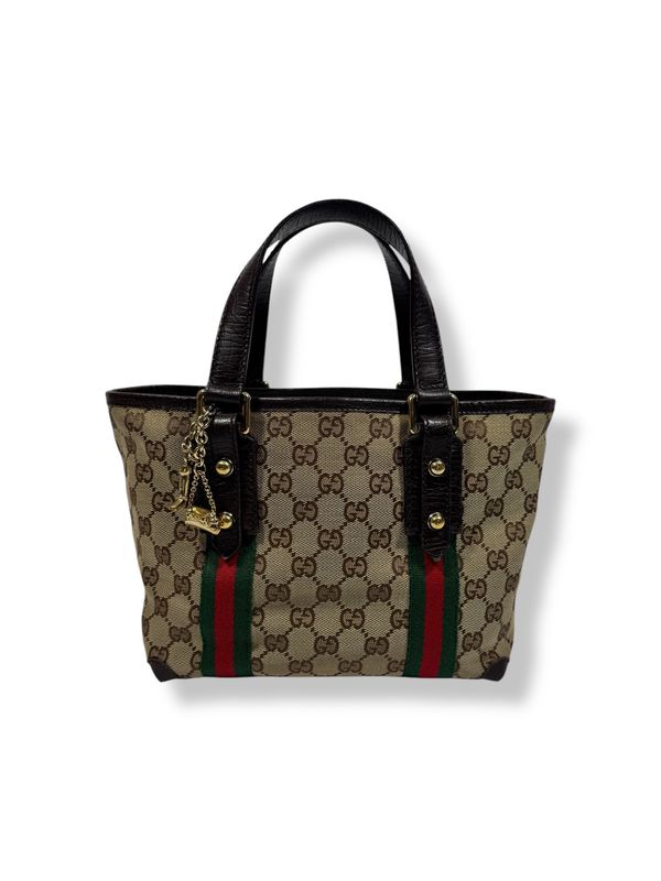 Gucci Monogram Small Jolicoeur Tote Dark Brown