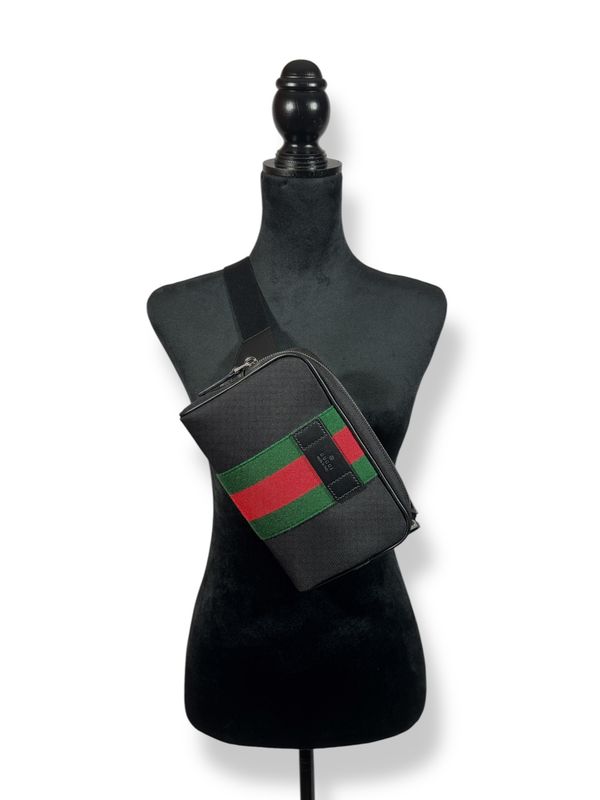 Gucci Canvas Web Slim Belt Bag Black