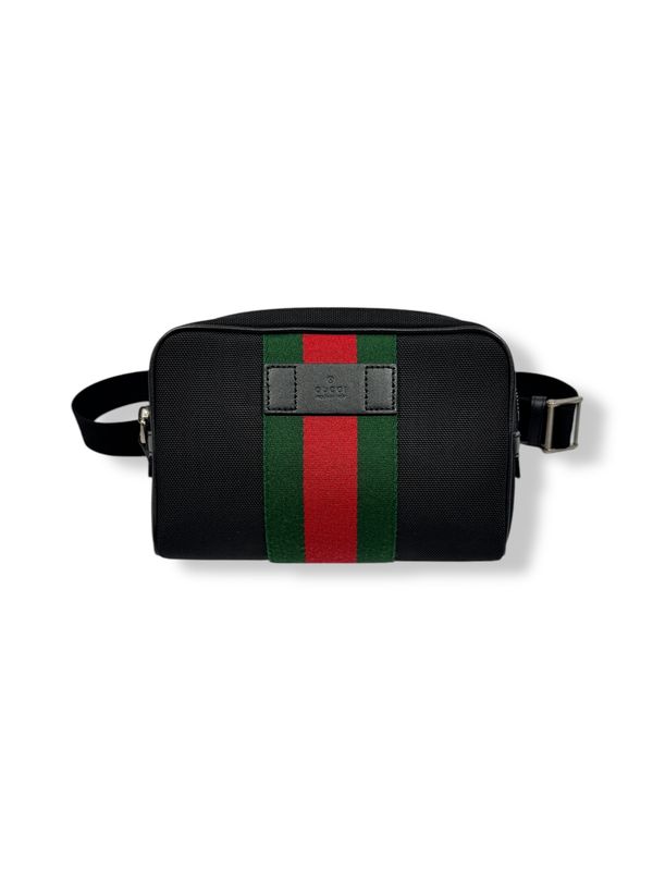 Gucci Canvas Web Slim Belt Bag Black