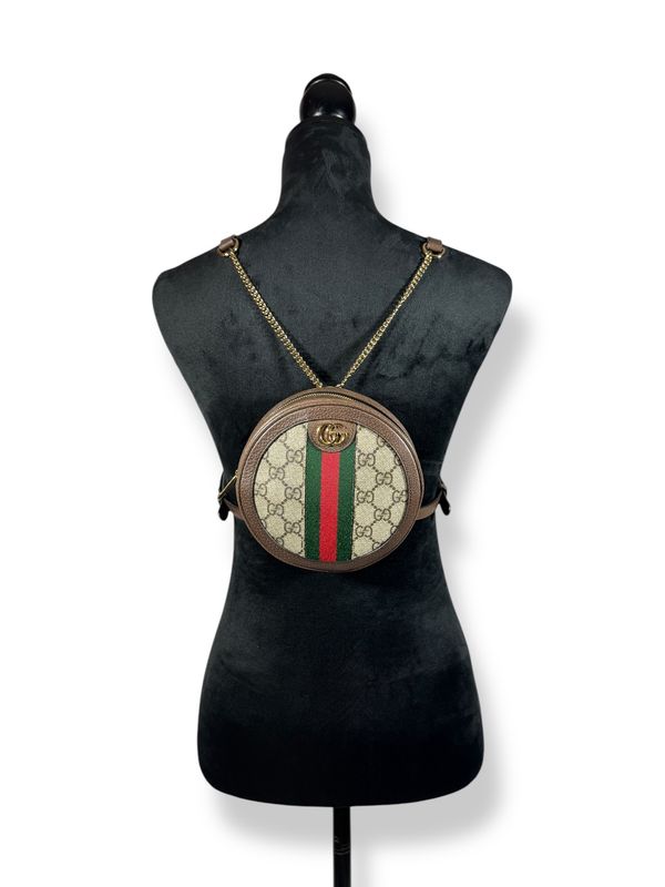 Gucci GG Supreme Monogram Web Mini Ophidia Round Backpack
