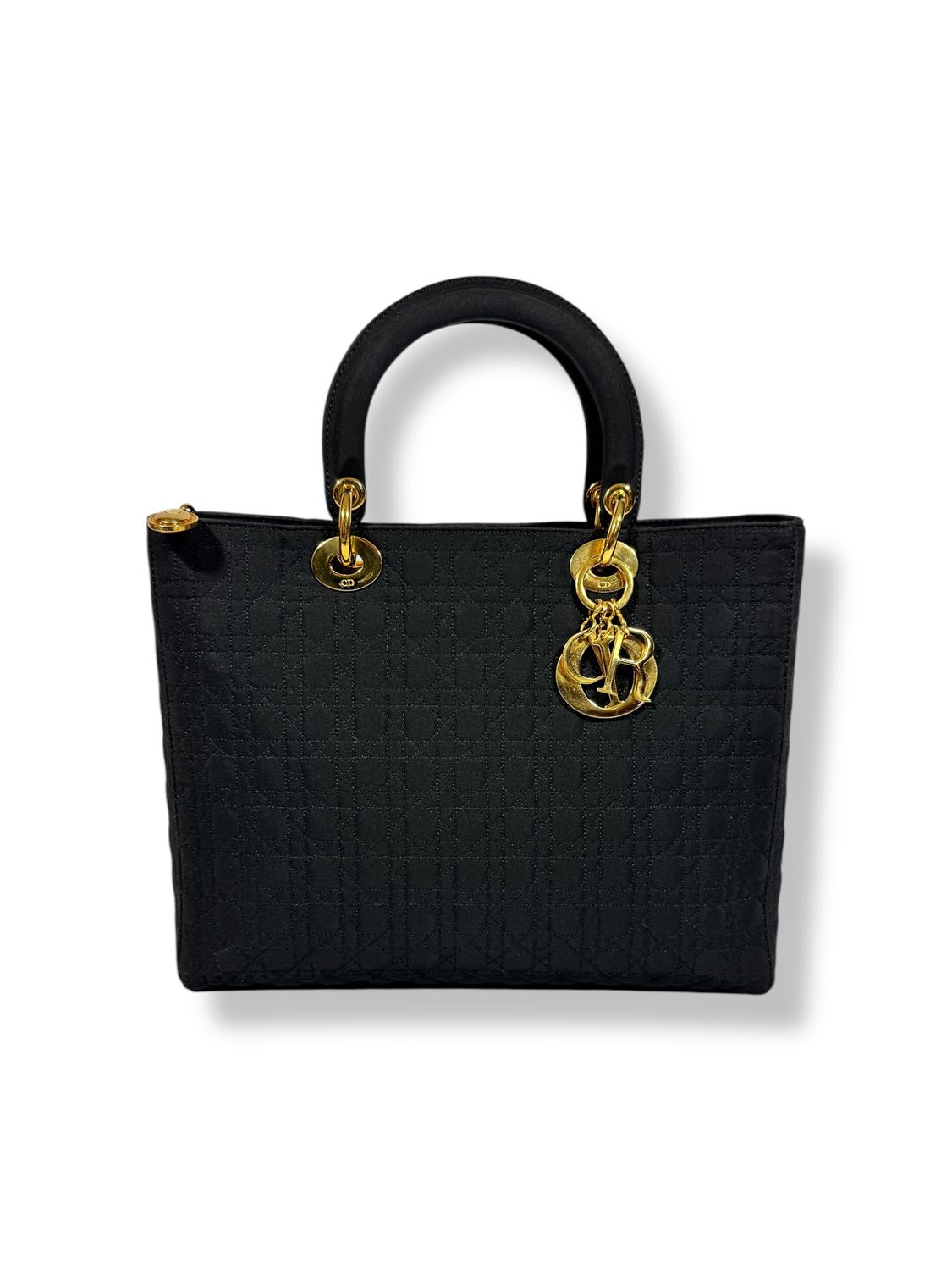 Christian Dior Black Nylon Lady Dior Cannage Large