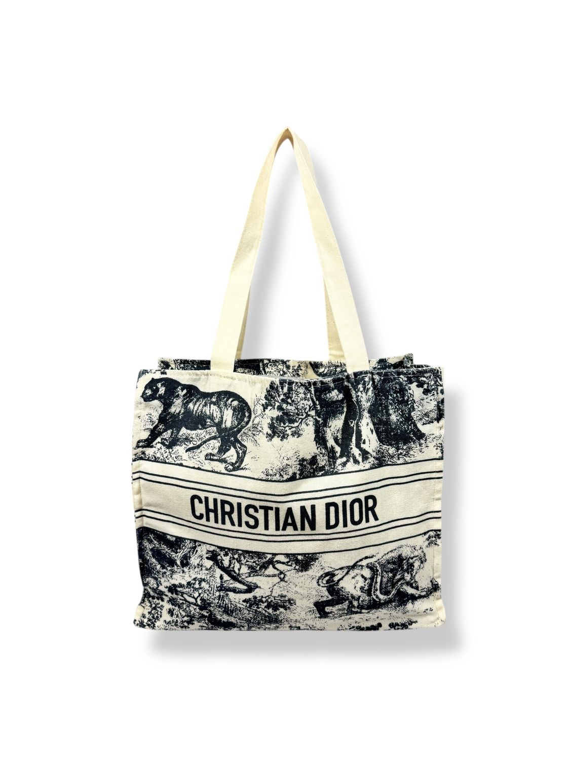 Christian Dior Linen Dioriviera Tote Dark Navy