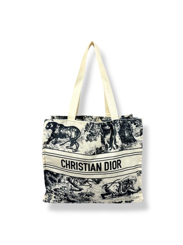 Christian Dior Linen Dioriviera Tote Dark Navy