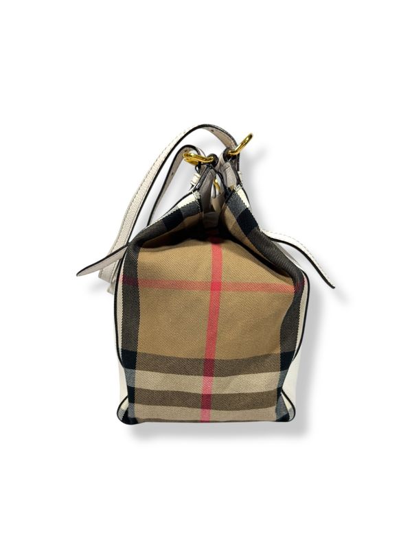 Burberry Grainy Calfskin House Check Canterbury Tote White