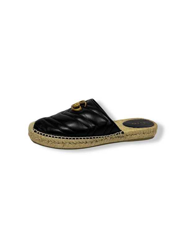 Gucci Nappa Matelasse GG Marmont Espadrille Slippers Black (7.5/38)