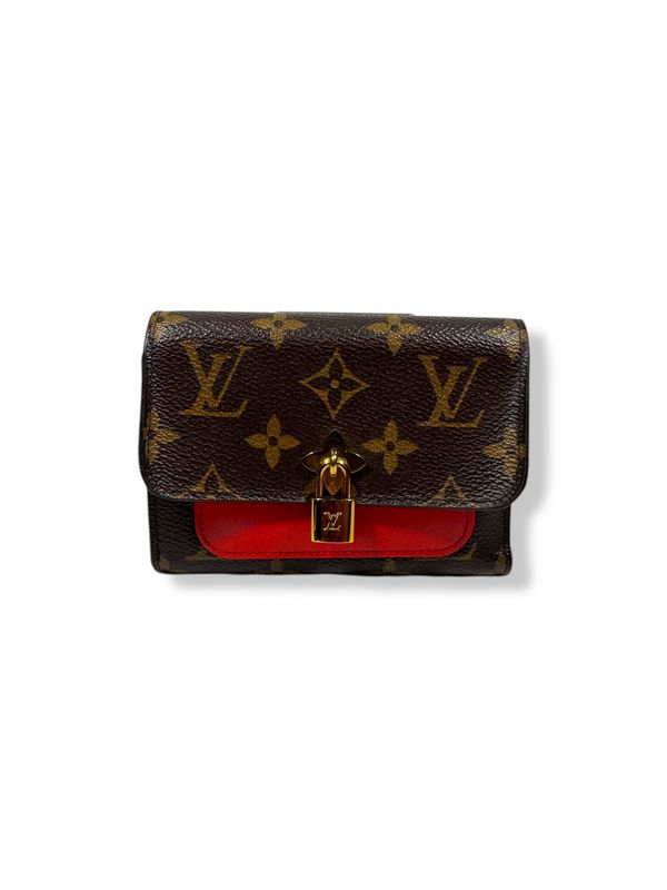 Louis Vuitton Monogram Flower Lock Compact Wallet Coquelicot