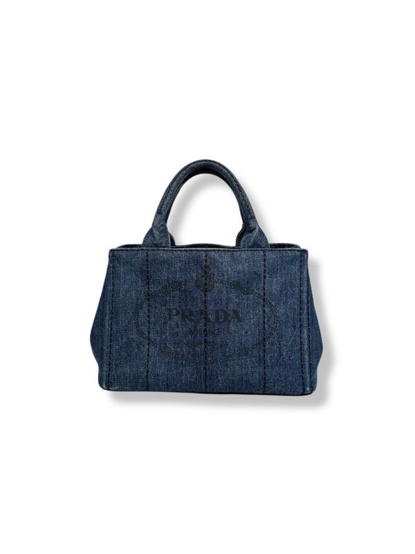 Prada Denim Canapa Small Logo Tote