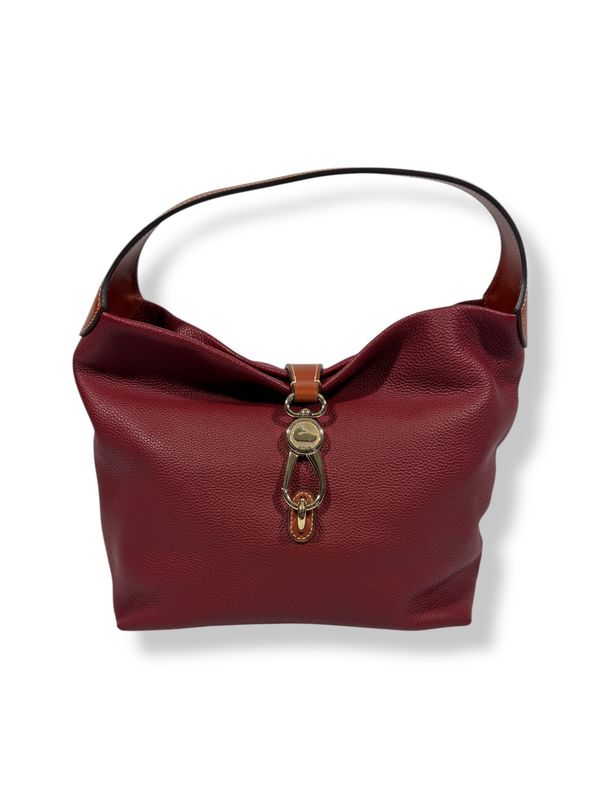 Dooney &amp; Bourke Pebble Grain Logo Lock Shoulder Bag w/ Pouch Wine