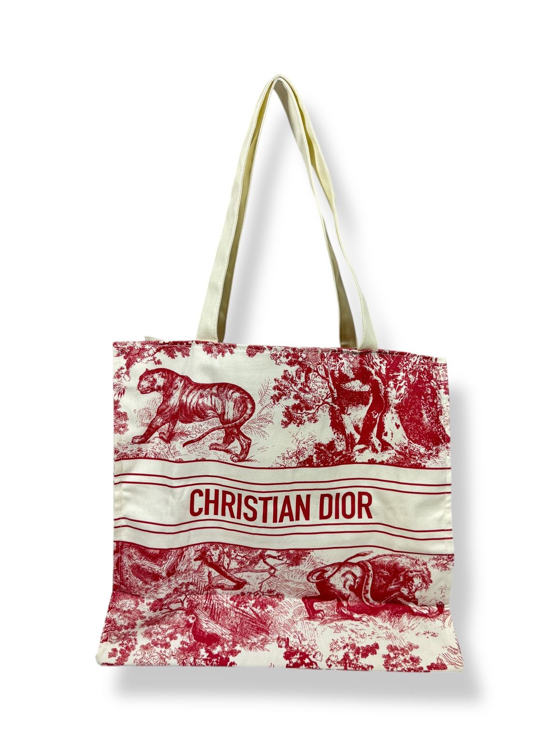 Christian Dior Linen Dioriviera Tote Red