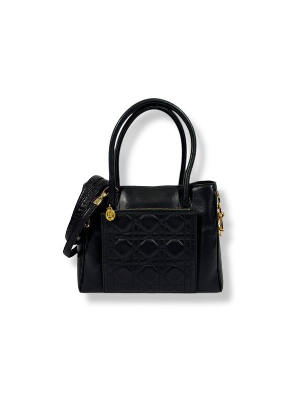 Christian Dior Vintage Black Cannage Lambskin Handbag