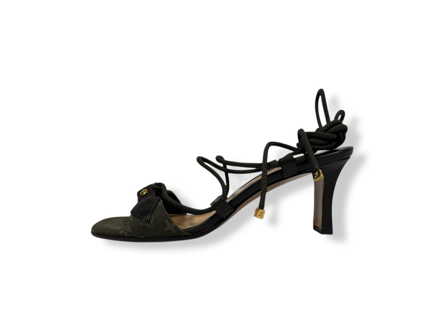 Louis Vuitton Olive Monogram Lace Up Heels (6.5/37)