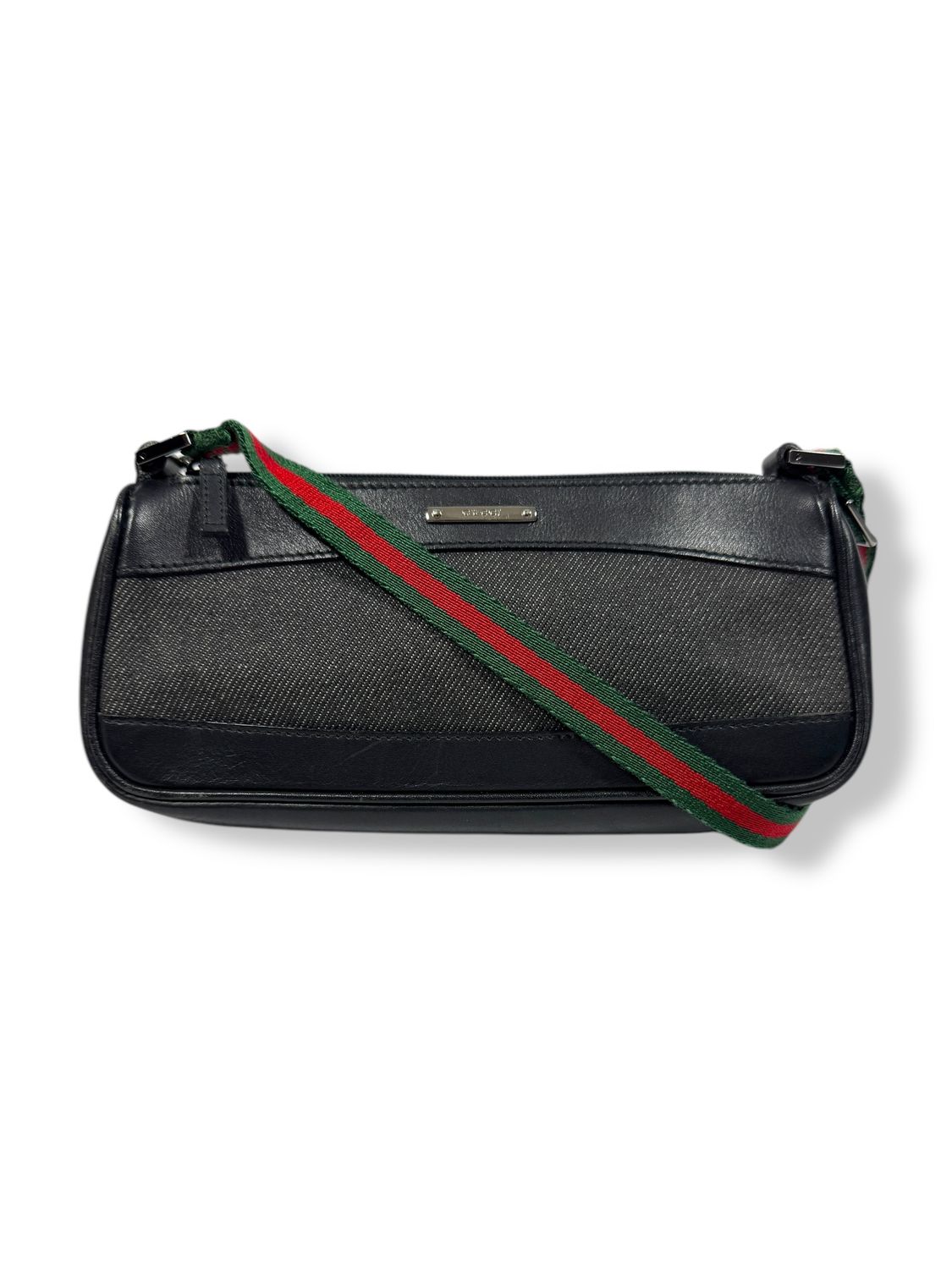 Gucci Vintage Black Denim Web Pochette