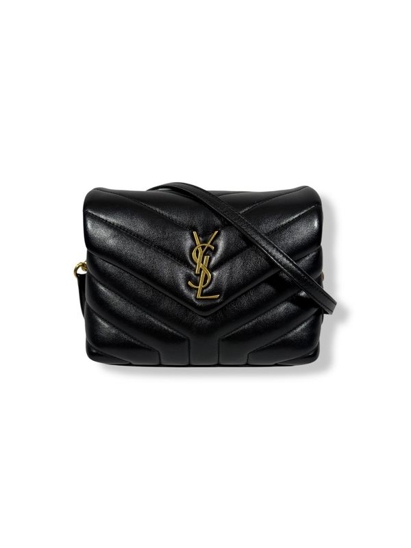 Yves Saint Laurent Calfskin Y Quilted Monogram Toy Loulou Black